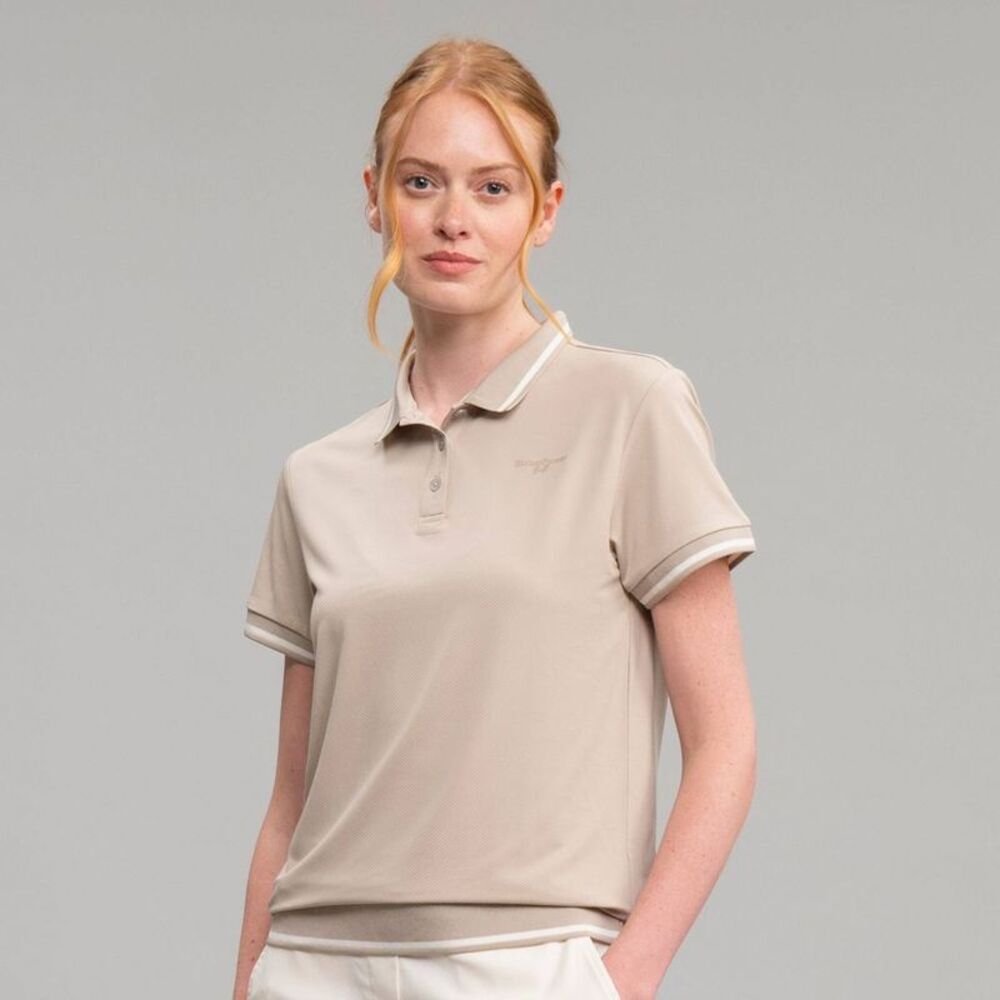 Richer Poorer Women's Short Sleeve Jacquard Polo Shirt - Tan XS
